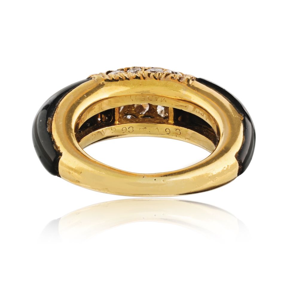 Van Cleef & Arpels Onyx 18K Yellow Gold Diamond Philippine Ring — view 7 — Laura Milman New York