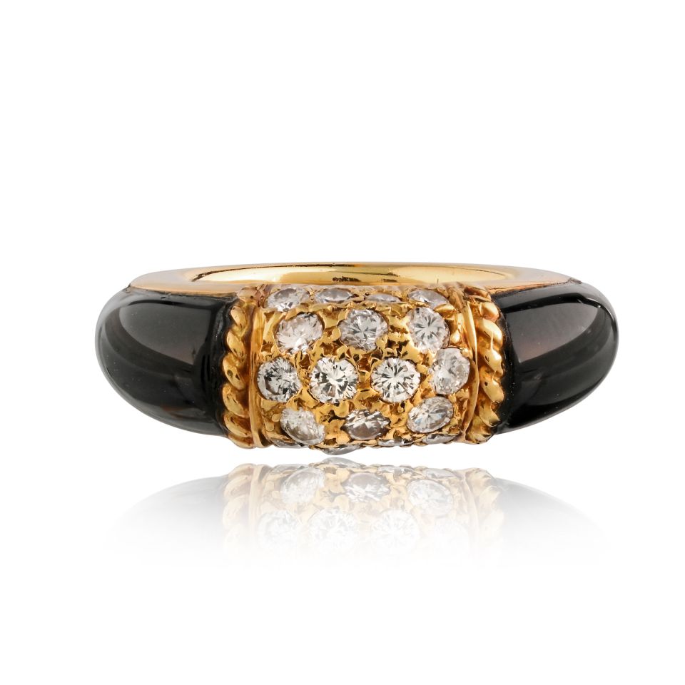 Van Cleef & Arpels Onyx 18K Yellow Gold Diamond Philippine Ring — Laura Milman New York