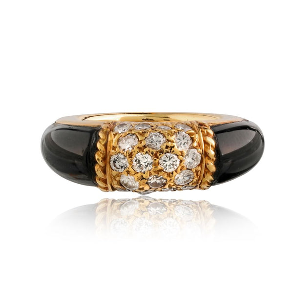 Van Cleef & Arpels Onyx 18K Yellow Gold Diamond Philippine Ring