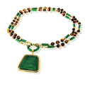 David Webb 18K Yellow Gold Green Enamel And Tiger Eye Sautoir Necklace view 2