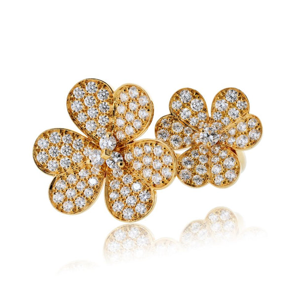 Van Cleef & Arpels Frivole 18K Yellow Gold Diamond Flower In Between The Finger Ring — view 2