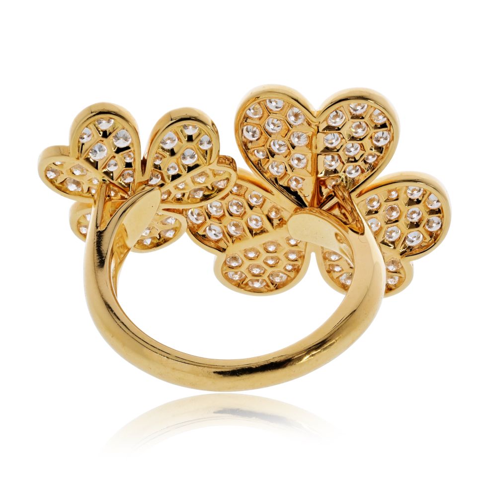 Van Cleef & Arpels Frivole 18K Yellow Gold Diamond Flower In Between The Finger Ring — view 6 — Laura Milman New York