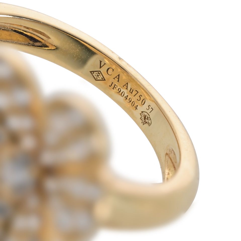 Van Cleef & Arpels Frivole 18K Yellow Gold Diamond Flower In Between The Finger Ring — view 8 — Laura Milman New York