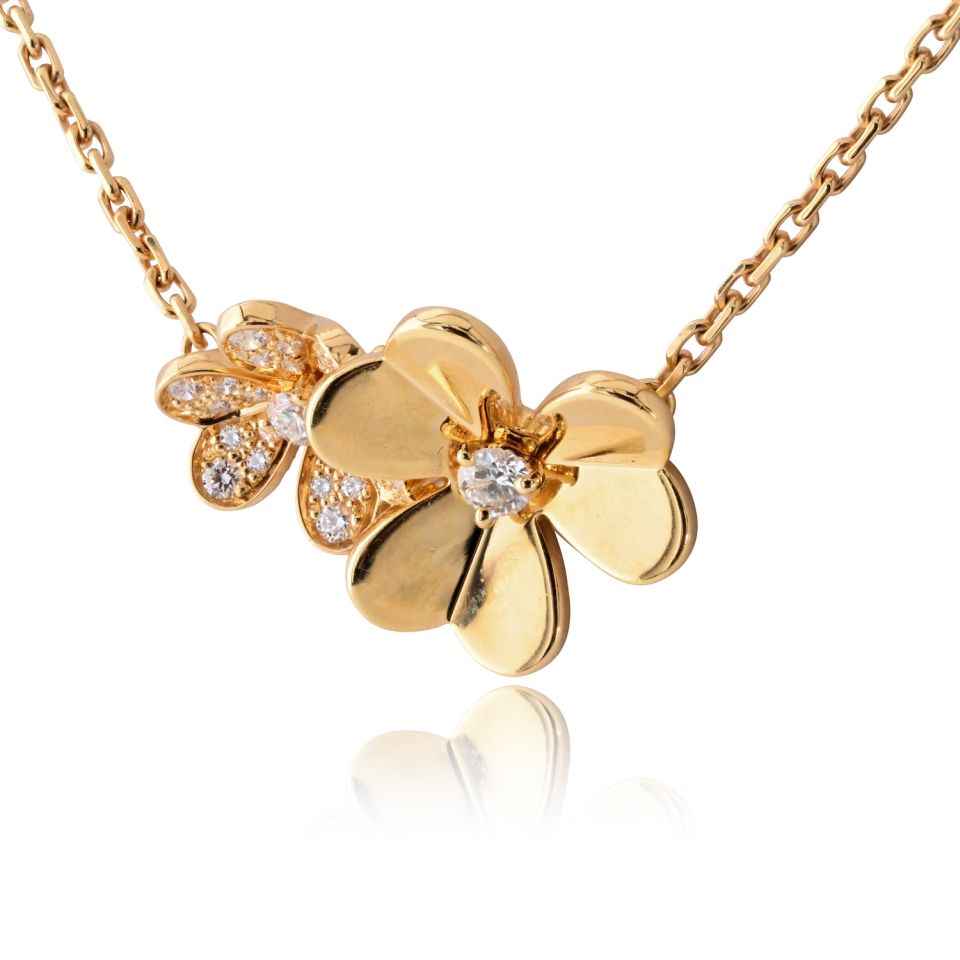 Van Cleef & Arpels Frivole 18K Yellow Gold 9 Flowers Diamond Motifs Necklace — view 5 — Laura Milman New York