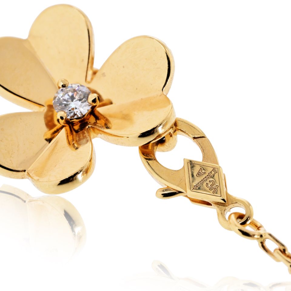 Van Cleef & Arpels Frivole 18K Yellow Gold 9 Flowers Diamond Motifs Necklace — view 7 — Laura Milman New York