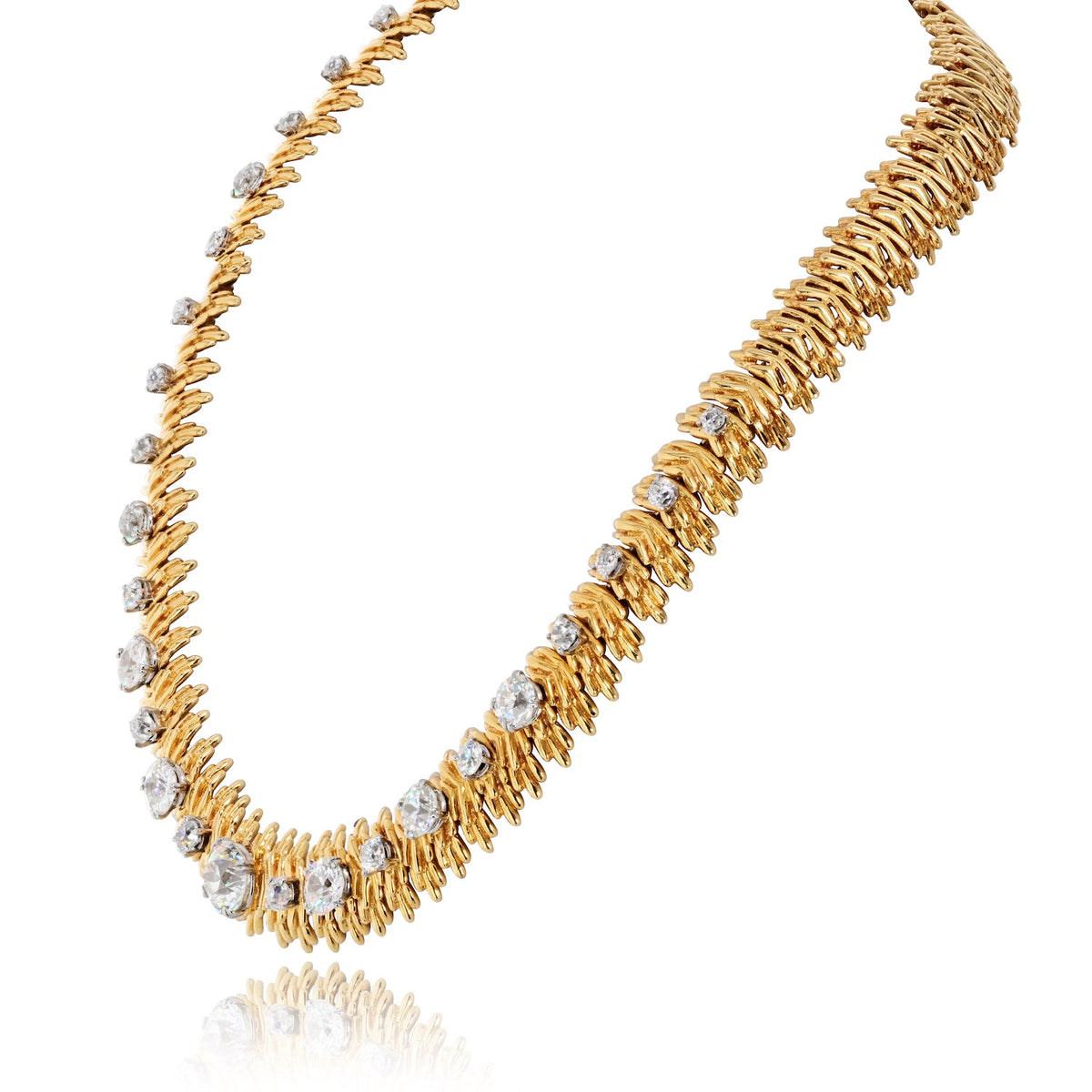 Boucheron 18K Yellow Gold Old European Cut 13.00cttw Diamond Necklace — view 2 — Laura Milman New York