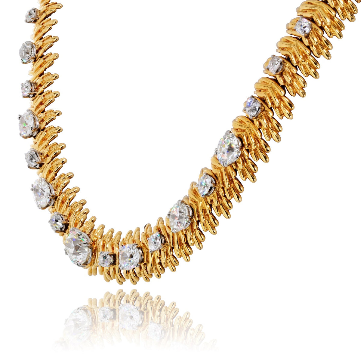 Boucheron 18K Yellow Gold Old European Cut 13.00cttw Diamond Necklace — view 4 — Laura Milman New York