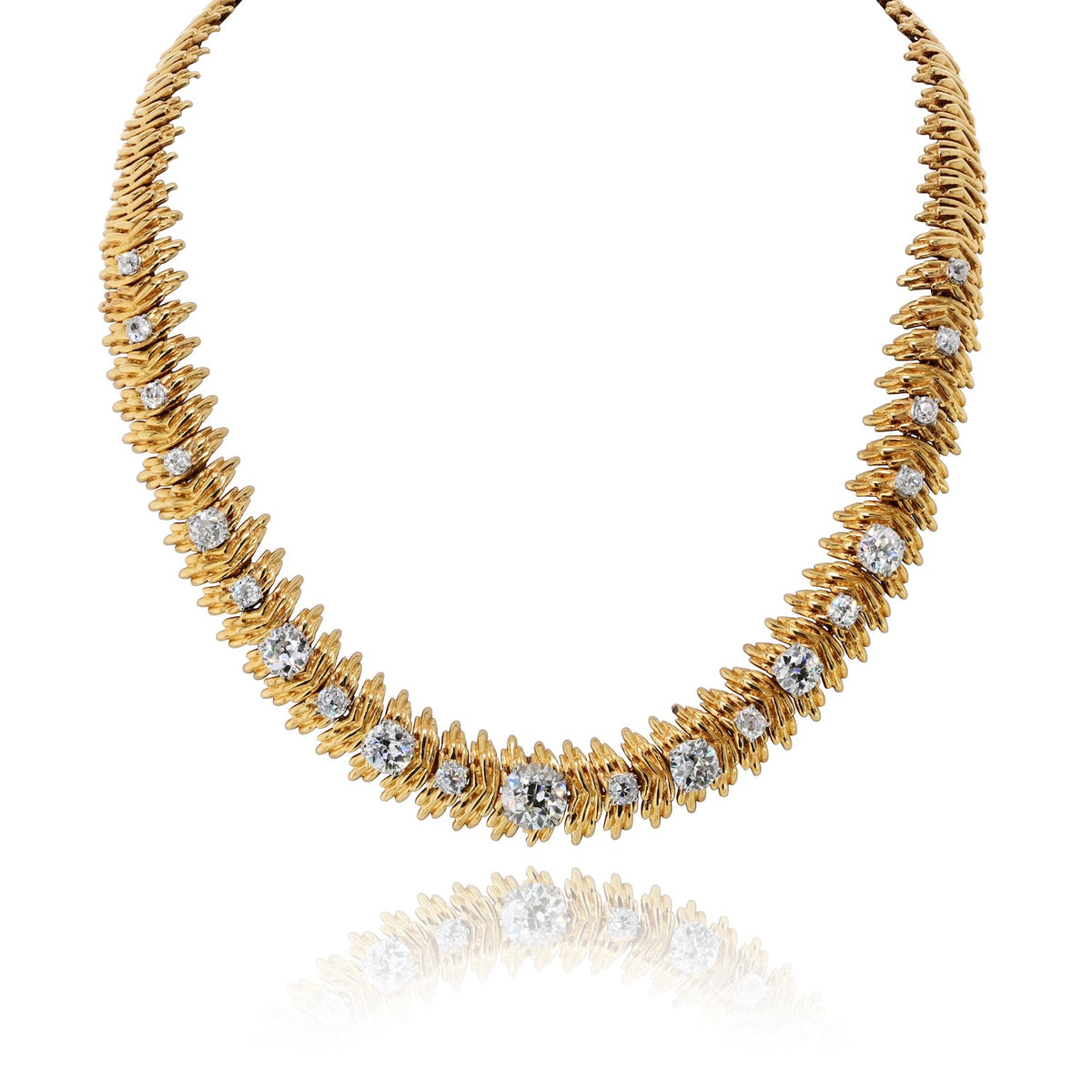 Boucheron 18K Yellow Gold Old European Cut 13.00cttw Diamond Necklace — Laura Milman New York