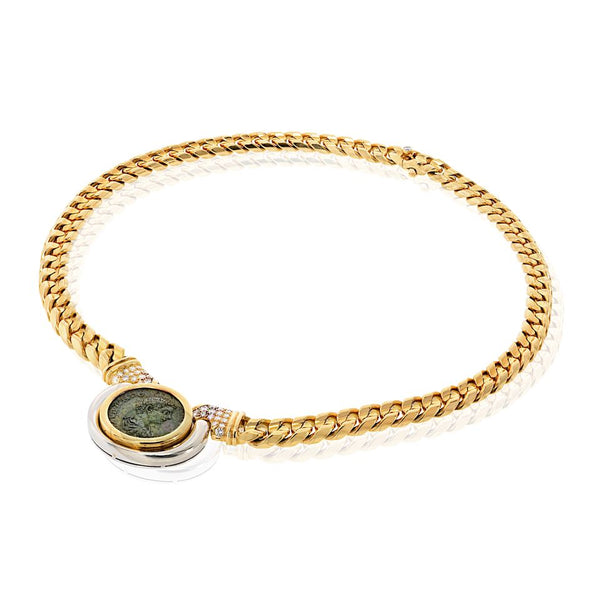 Bvlgari Coin 18K Two Tone Caracalla 198-211ad Diamond Ruby Coin Necklace — view 2
