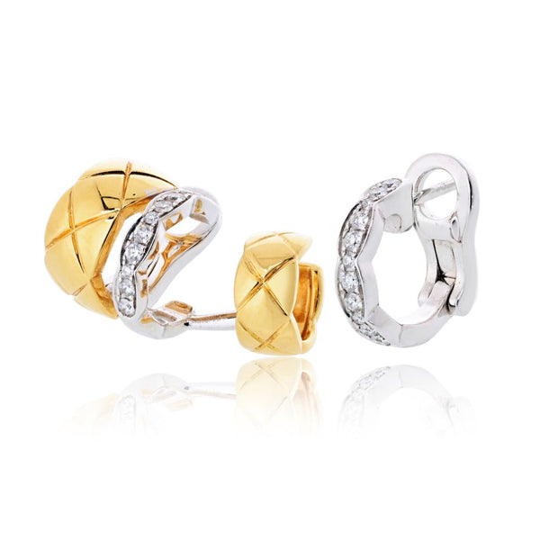 Chanel Coco Crush 18K Two Tone Diamond Mini Hoop Earrings — view 2