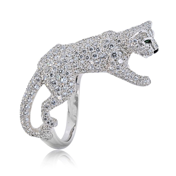 Cartier 18K White Gold Walking Diamond Panthere Ring — view 2