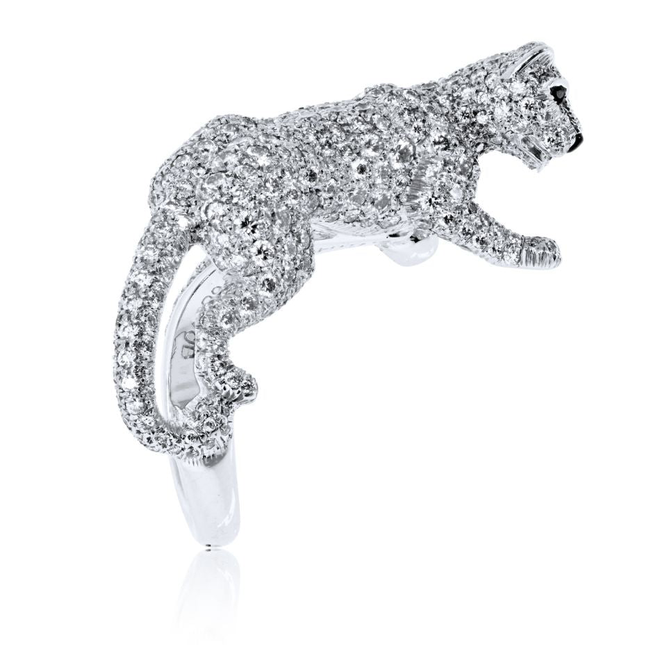 Cartier 18K White Gold Walking Diamond Panthere Ring — view 4 — Laura Milman New York