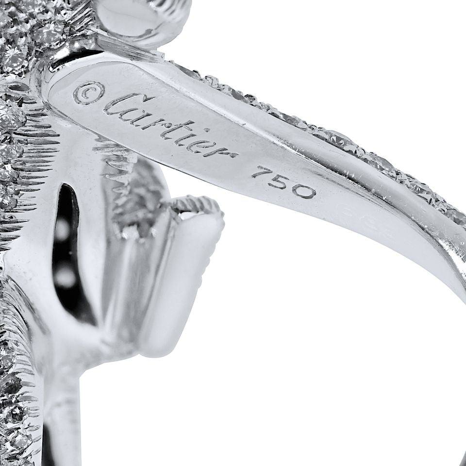 Cartier 18K White Gold Walking Diamond Panthere Ring — view 6 — Laura Milman New York