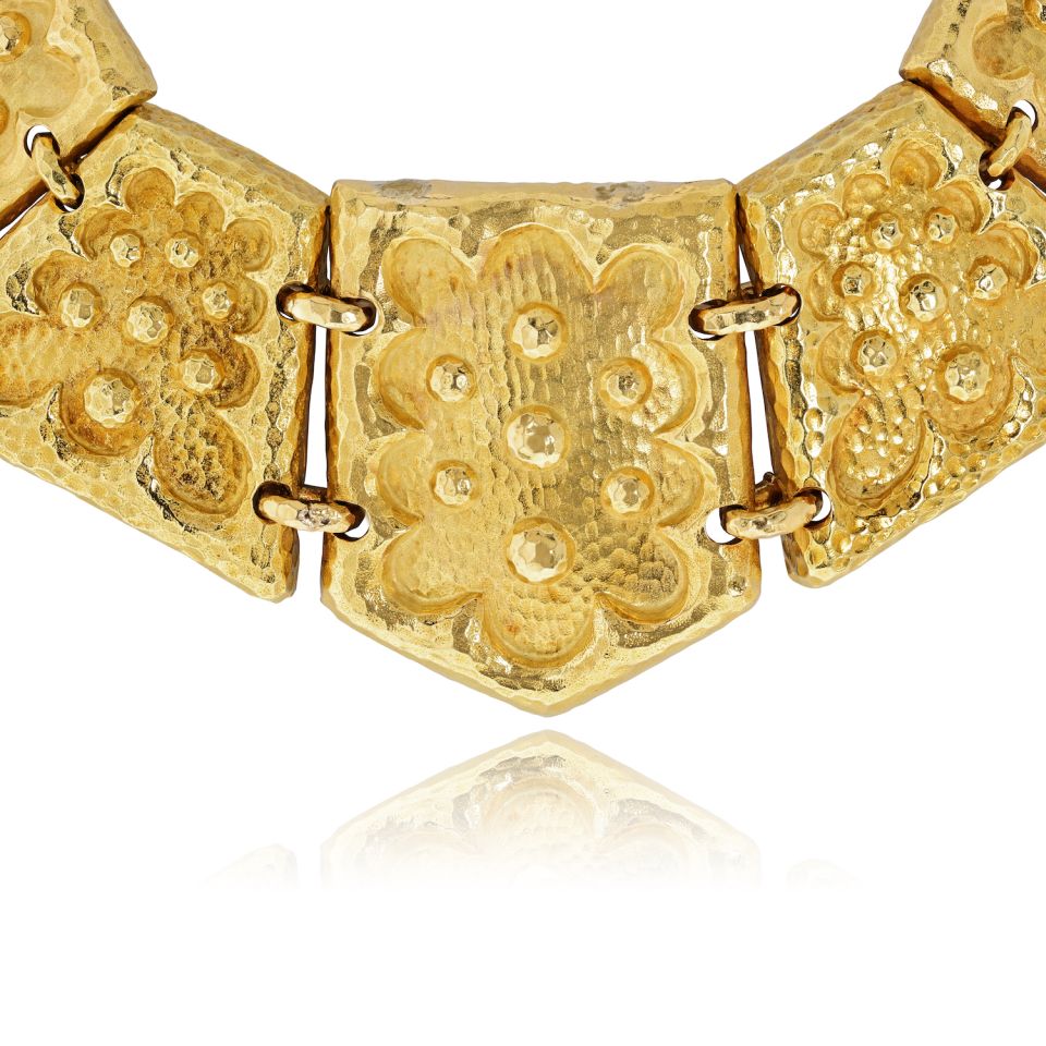 David Webb Collar 18K Yellow Gold 15 Pallet Necklace — view 4 — Laura Milman New York