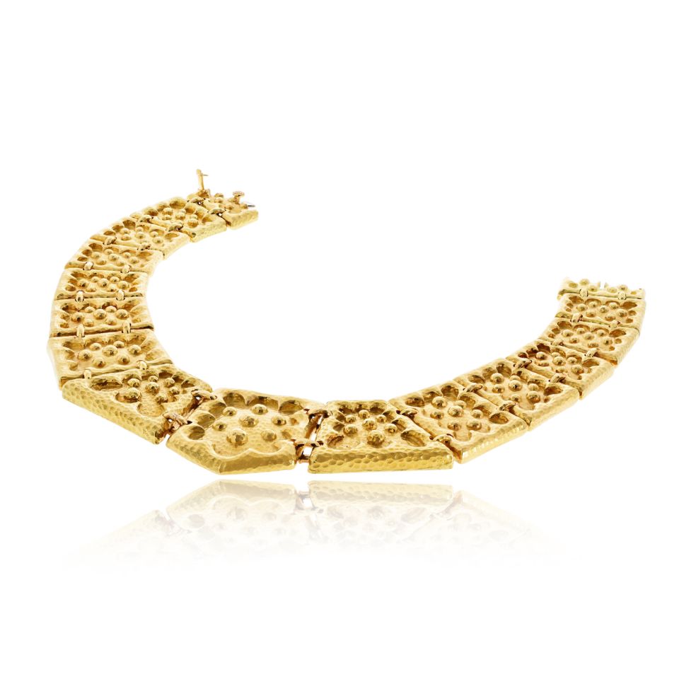 David Webb Collar 18K Yellow Gold 15 Pallet Necklace — view 5 — Laura Milman New York