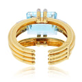 David Webb Notre Dame 18K Yellow Gold Aquamarine And Diamond Bracelet view 4