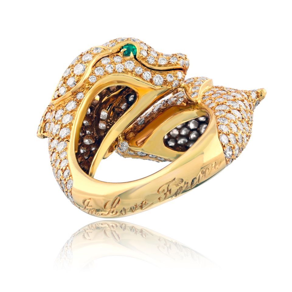 Cartier Dolphin 18K Yellow Gold Double Dolphin Diamond Ring — view 5 — Laura Milman New York