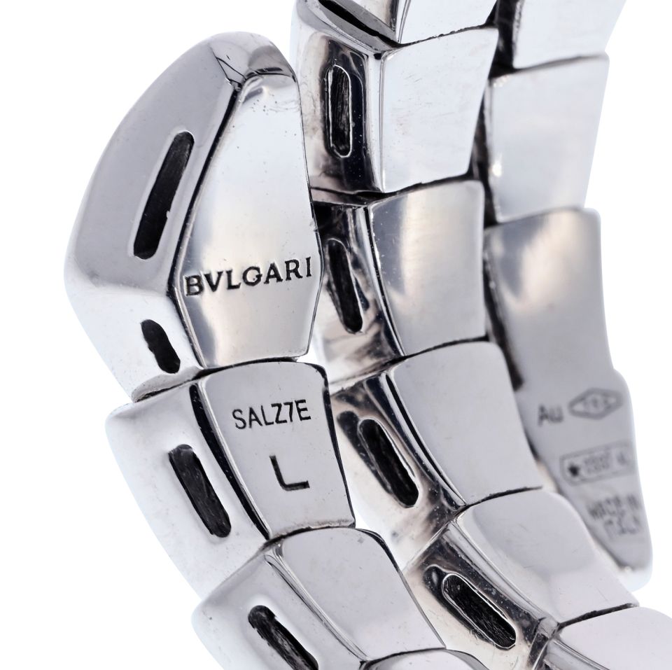 Bvlgari Viper 18K White Gold Diamond 1.32cttw L Size Ring — view 3 — Laura Milman New York