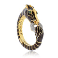 David Webb 18K Yellow Gold Brown Horse Green Eye Bracelet view 2