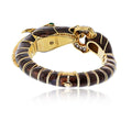 David Webb 18K Yellow Gold Brown Horse Green Eye Bracelet view 3