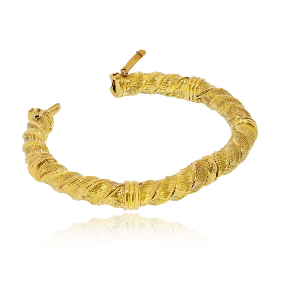 David Webb 18K Yellow Gold Twisted Bangle Bangle Bracelet — view 3 — Laura Milman New York