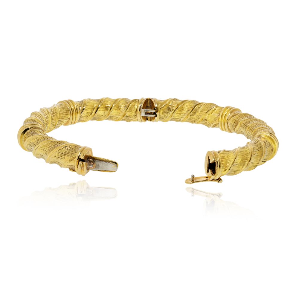David Webb 18K Yellow Gold Twisted Bangle Bangle Bracelet — view 4 — Laura Milman New York