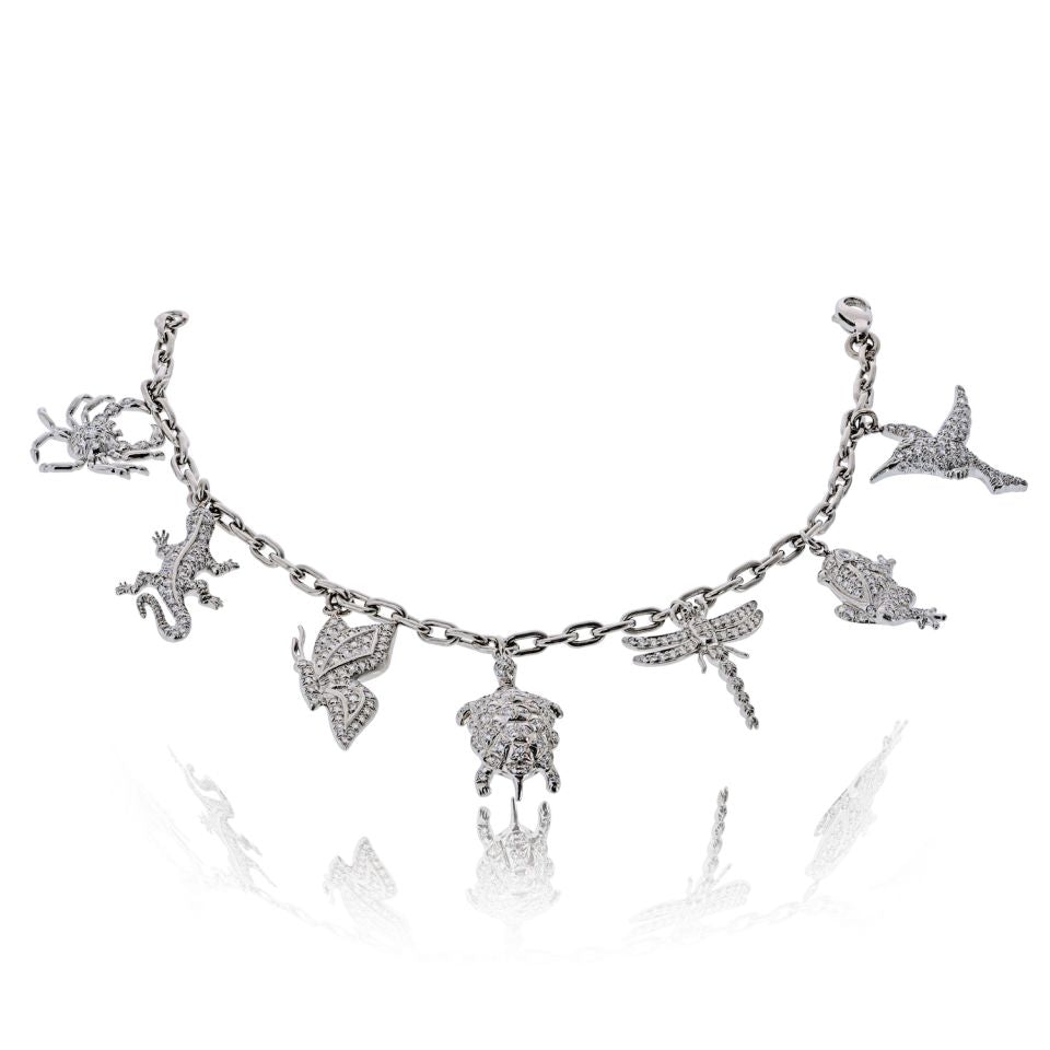 Tiffany & Co. Charm Platinum 7 Charm Diamond Bracelet — view 2 — Laura Milman New York