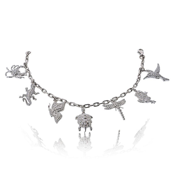 Tiffany & Co. Charm Platinum 7 Charm Diamond Bracelet — view 2