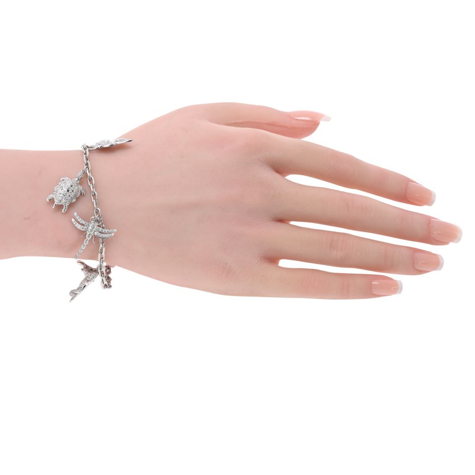 Tiffany & Co. Charm Platinum 7 Charm Diamond Bracelet — view 5 — Laura Milman New York