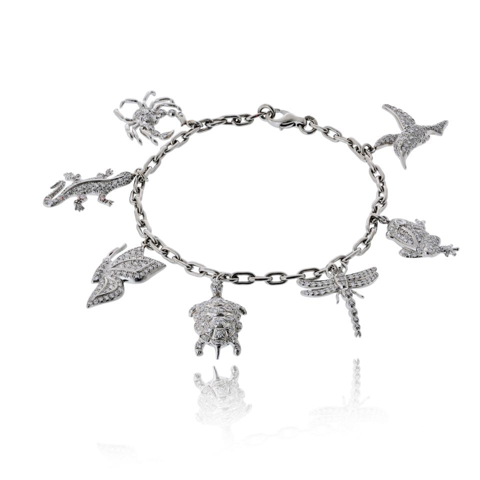 Tiffany & Co. Charm Platinum 7 Charm Diamond Bracelet — Laura Milman New York