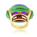 David Webb Amethyst 18K Yellow Gold Green Enamel Statement Cocktail Ring view 6