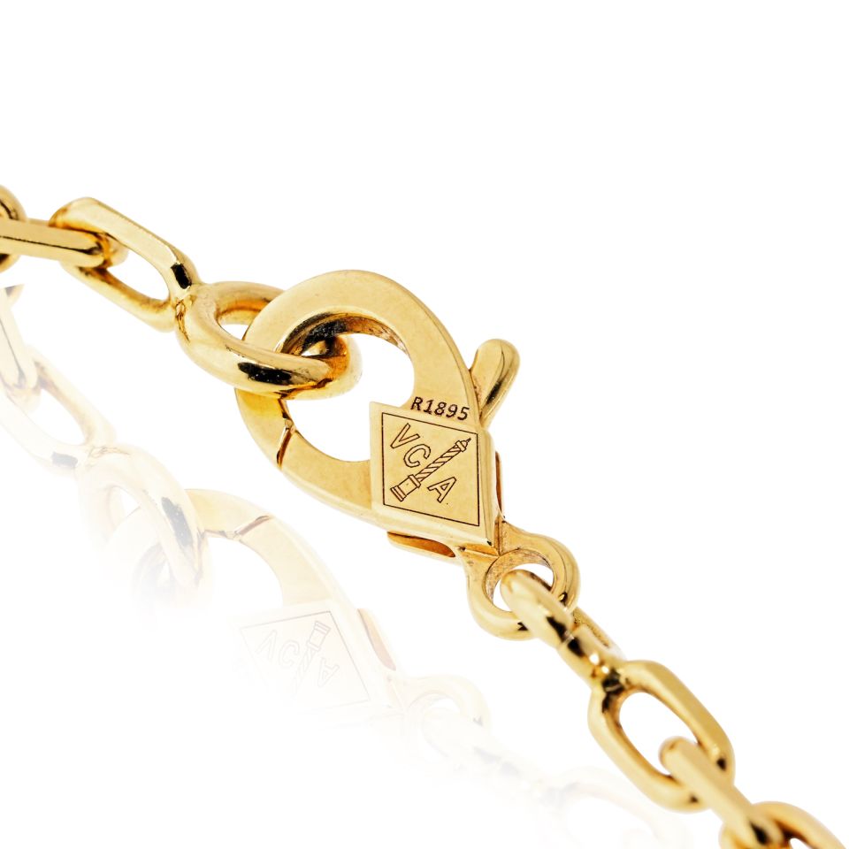 Van Cleef & Arpels Alhambra 18K Yellow Gold Blue Agate 20 Motif Necklace — view 7 — Laura Milman New York