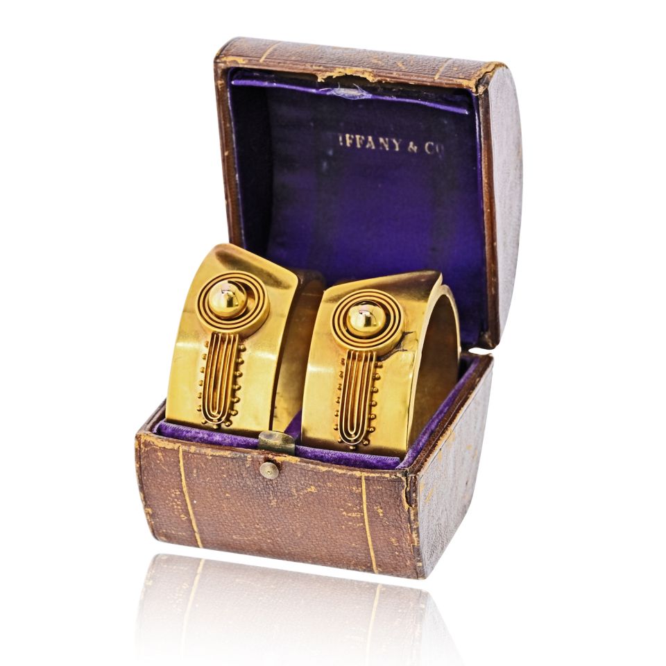 Tiffany & Co. Circa 1850 18K Yellow Gold Matching Bangle Bracelets — view 7 — Laura Milman New York