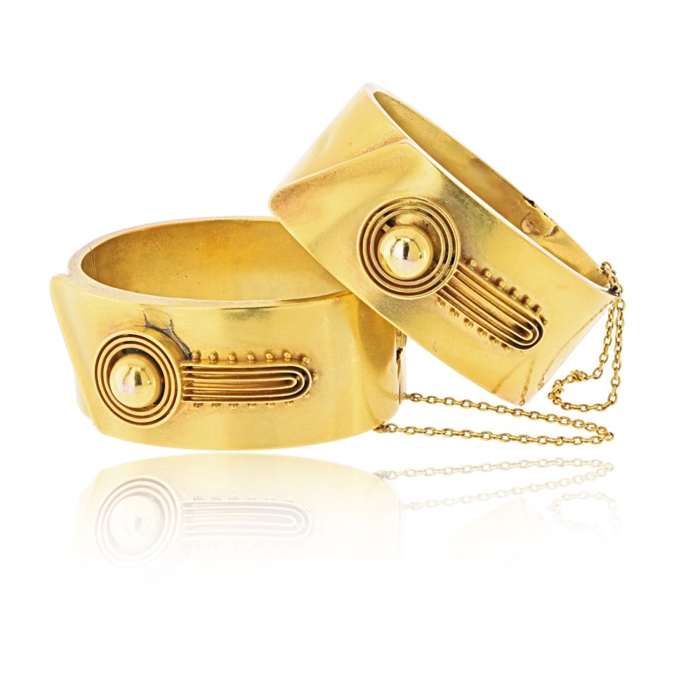 Tiffany & Co. Circa 1850 18K Yellow Gold Matching Bangle Bracelets — Laura Milman New York