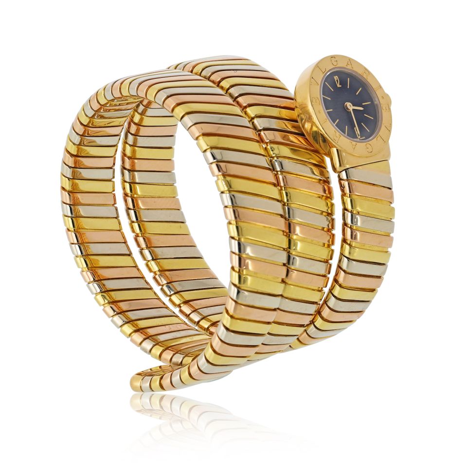 Pre-Owned Bvlgari Tubogas 18K Tri Color Bb 19 1 T Serpenti Watch — view 2 — Laura Milman New York