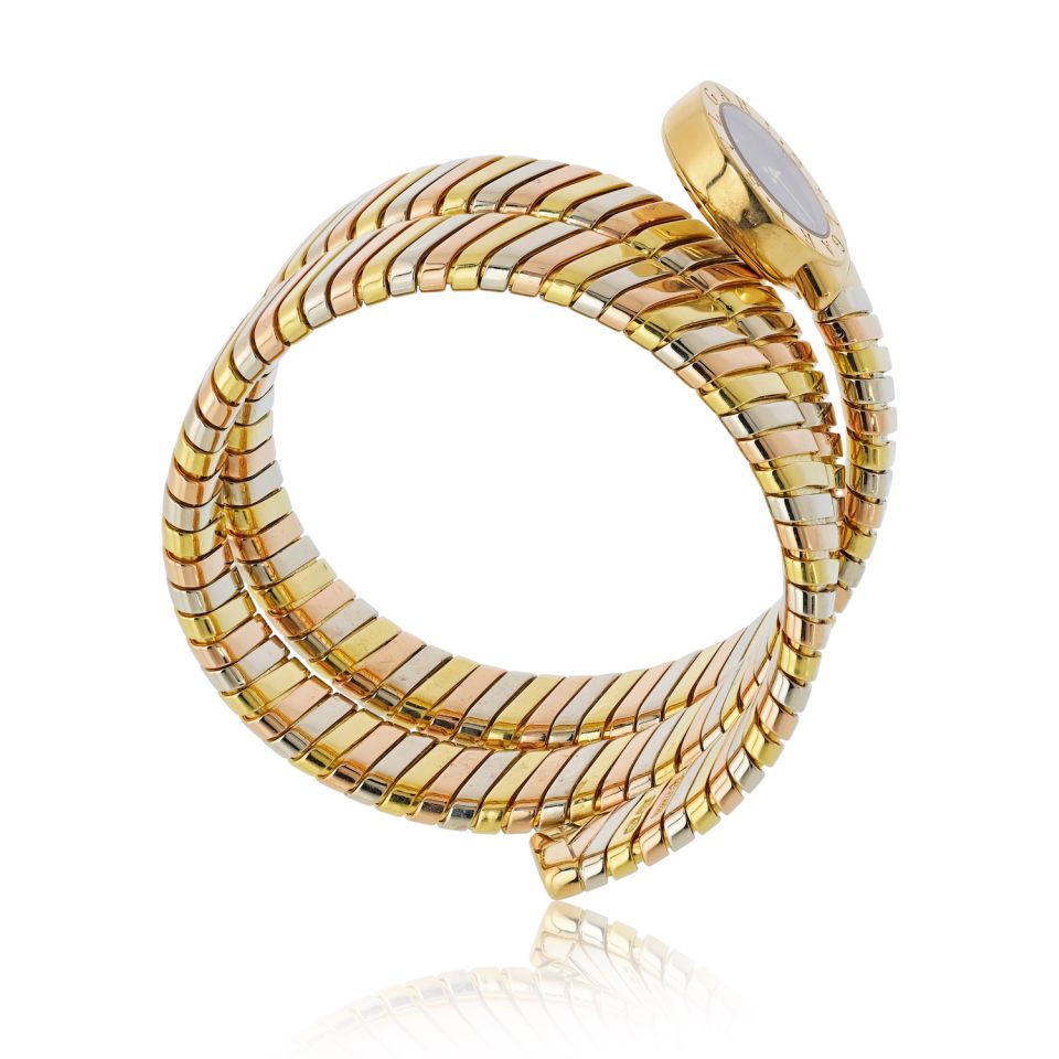 Pre-Owned Bvlgari Tubogas 18K Tri Color Bb 19 1 T Serpenti Watch — view 4 — Laura Milman New York