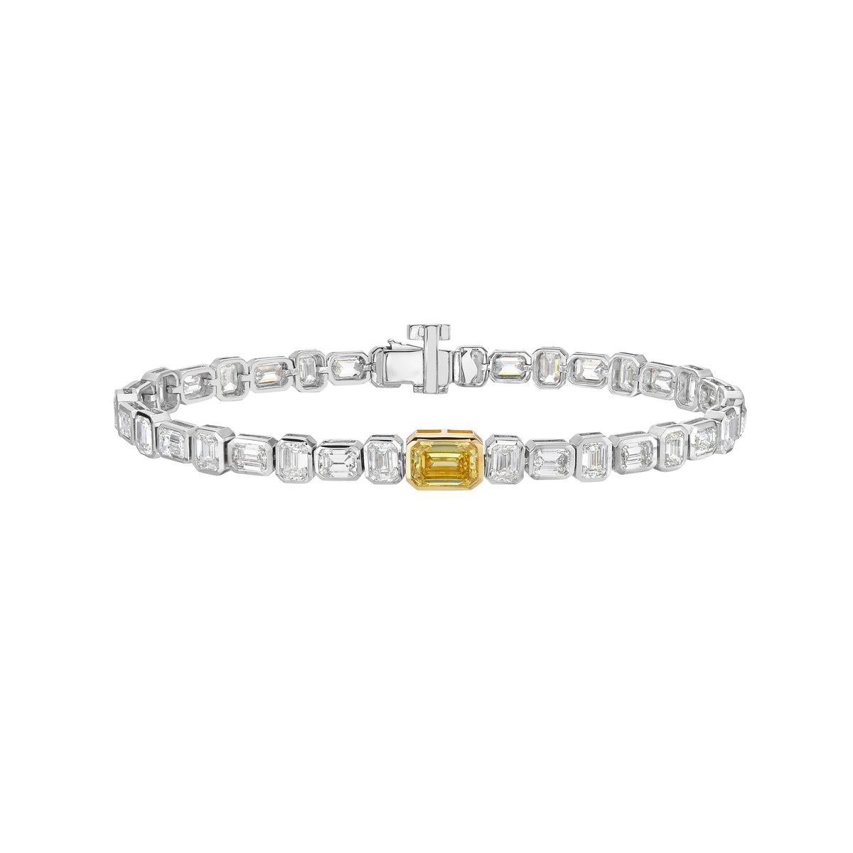 7.72 CT Emerald Lab Grown Diamond Tennis Bracelet in Two Tone Gold — Laura Milman New York