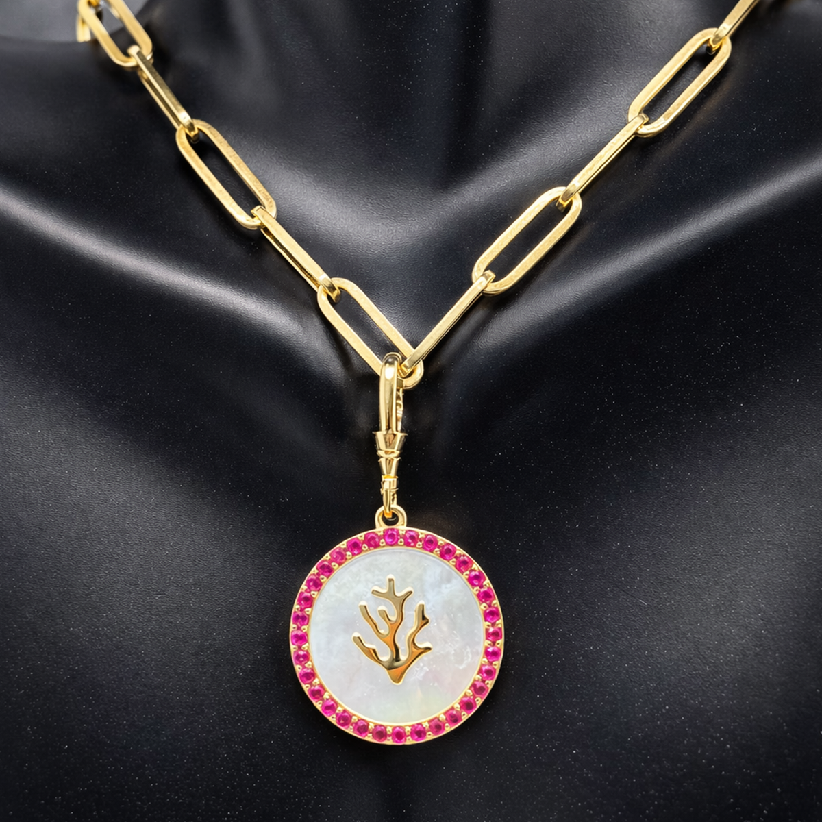 Mother of Pearl Pendant with Rubies (Lab Grown) - Laura Milman New York