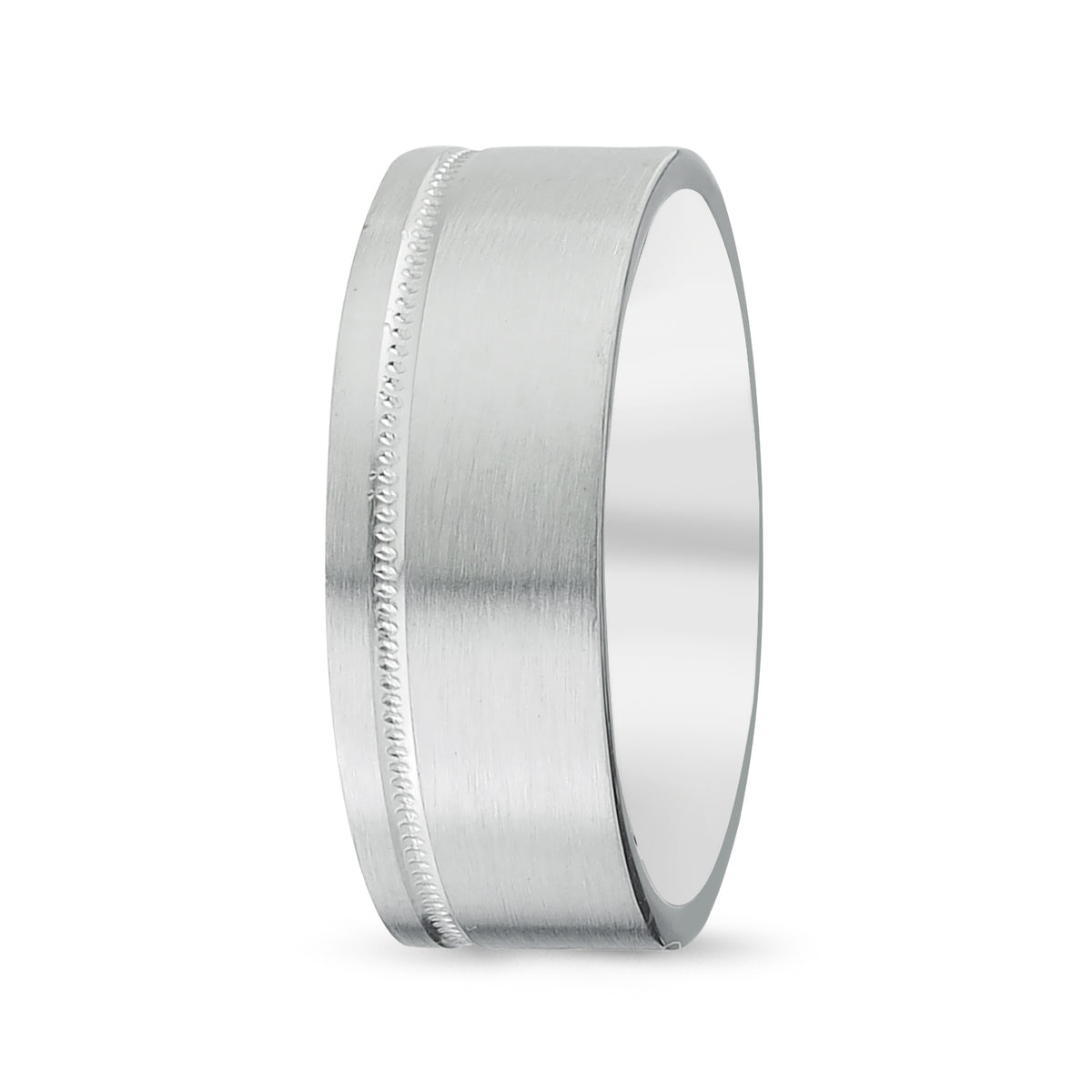 Men's Matte Finish Wedding Band with Milgrain - Laura Milman New York