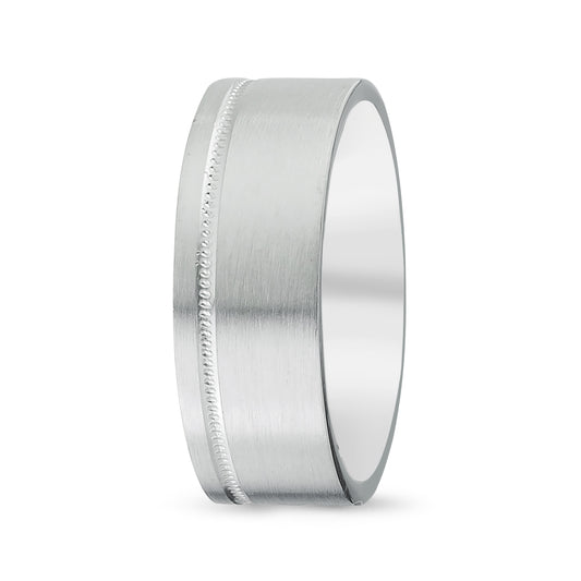 Men's Matte Finish Wedding Band with Milgrain - Laura Milman New York