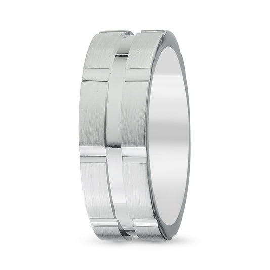 Men's Wedding Band with Beveled Matte Finish & Milgrain (Copy) (Copy) - Laura Milman New York