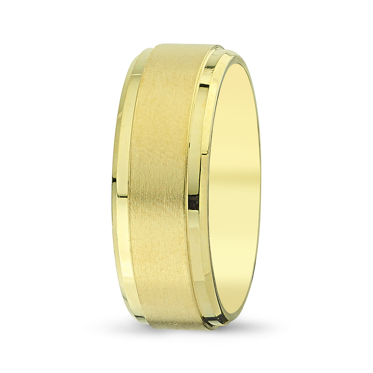 Wide Satin Yellow Gold Band with Polished Edge Accents - Laura Milman New York