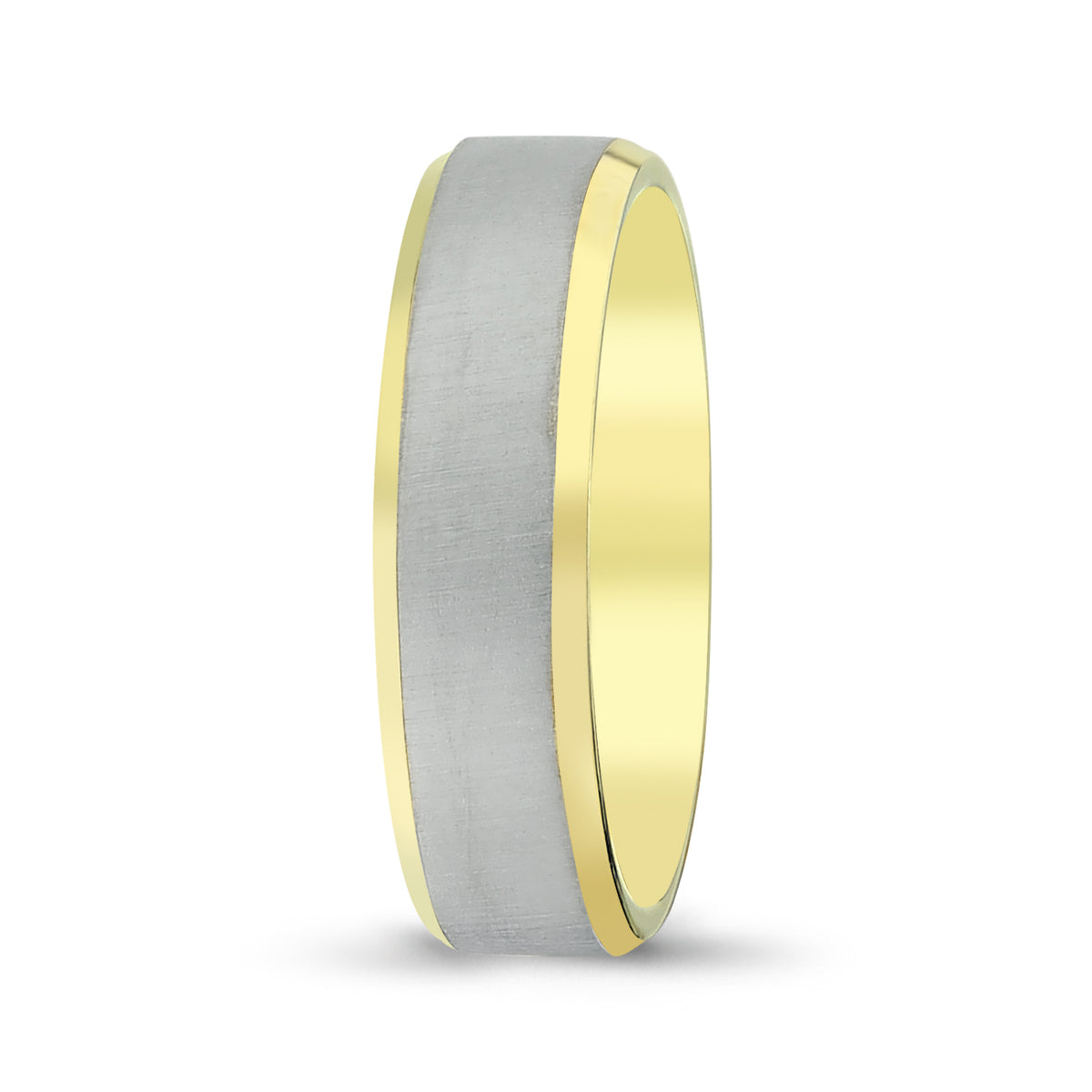 Two-Tone Brushed & Polished Men's Wedding Band – Yellow & White Gold - Laura Milman New York