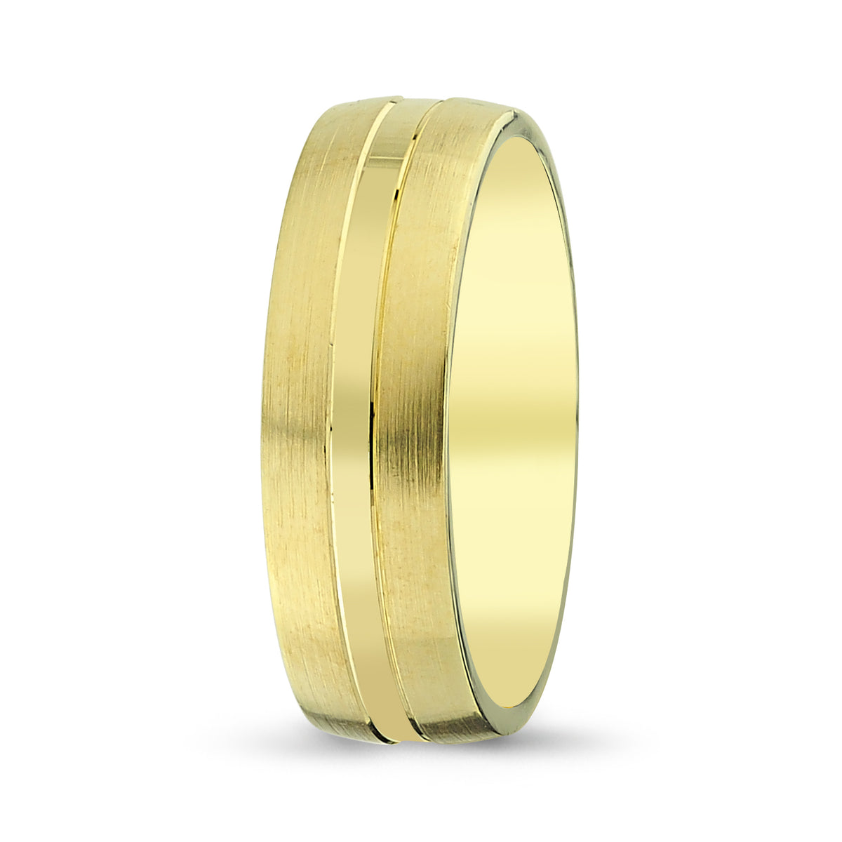 Classic Satin-Finish Yellow Gold Band with Polished Center Groove - Laura Milman New York