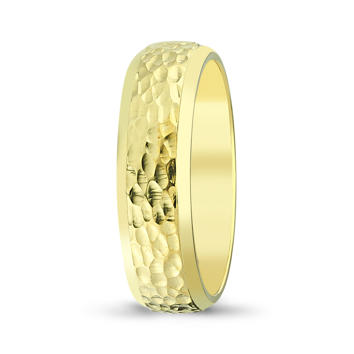 Hammered Yellow Gold Band with High-Polish Interior - Laura Milman New York