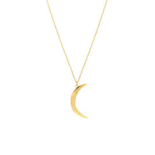 14K Gold Pendant Necklace Large Crescent Moon Pendant Necklace