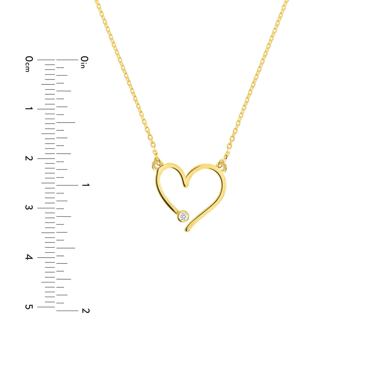 14K Gold Diamond Statement Adjustable Necklace Open Heart with Diamond Adjustabl