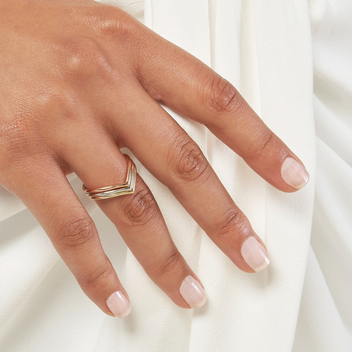 Chevron wire ring — worn view — Laura Milman New York