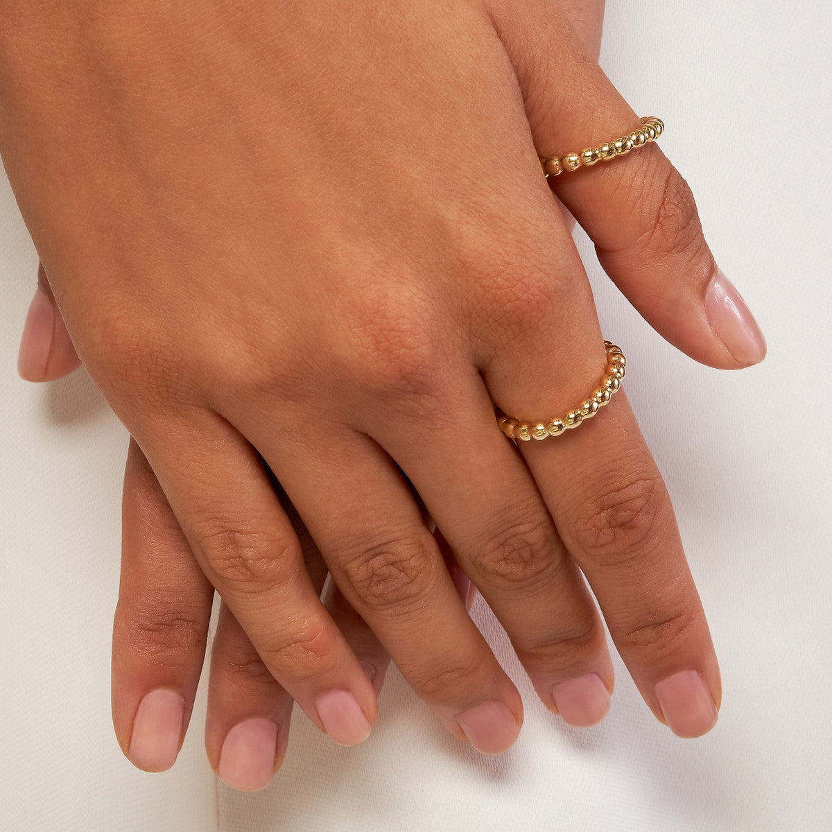 14K Gold Beaded Wire Ring