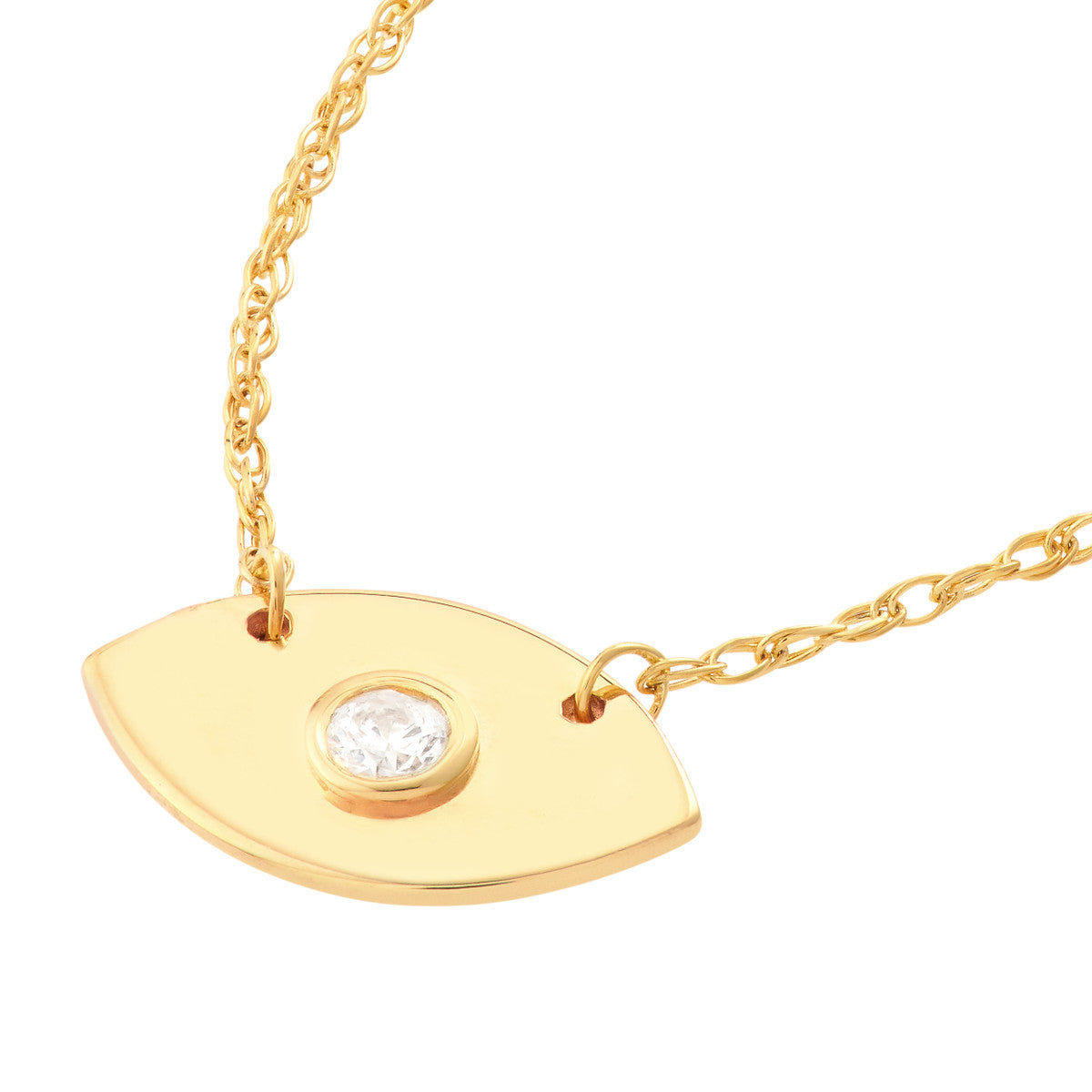 14K Gold Diamond Adjustable Necklace So You Diamond Evil Eye Necklace